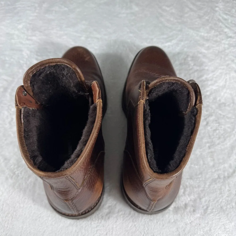 Johnston & Murphy Mens‎ Brown Pebbled Leather Genuine Shearling Lined Boots 10M
